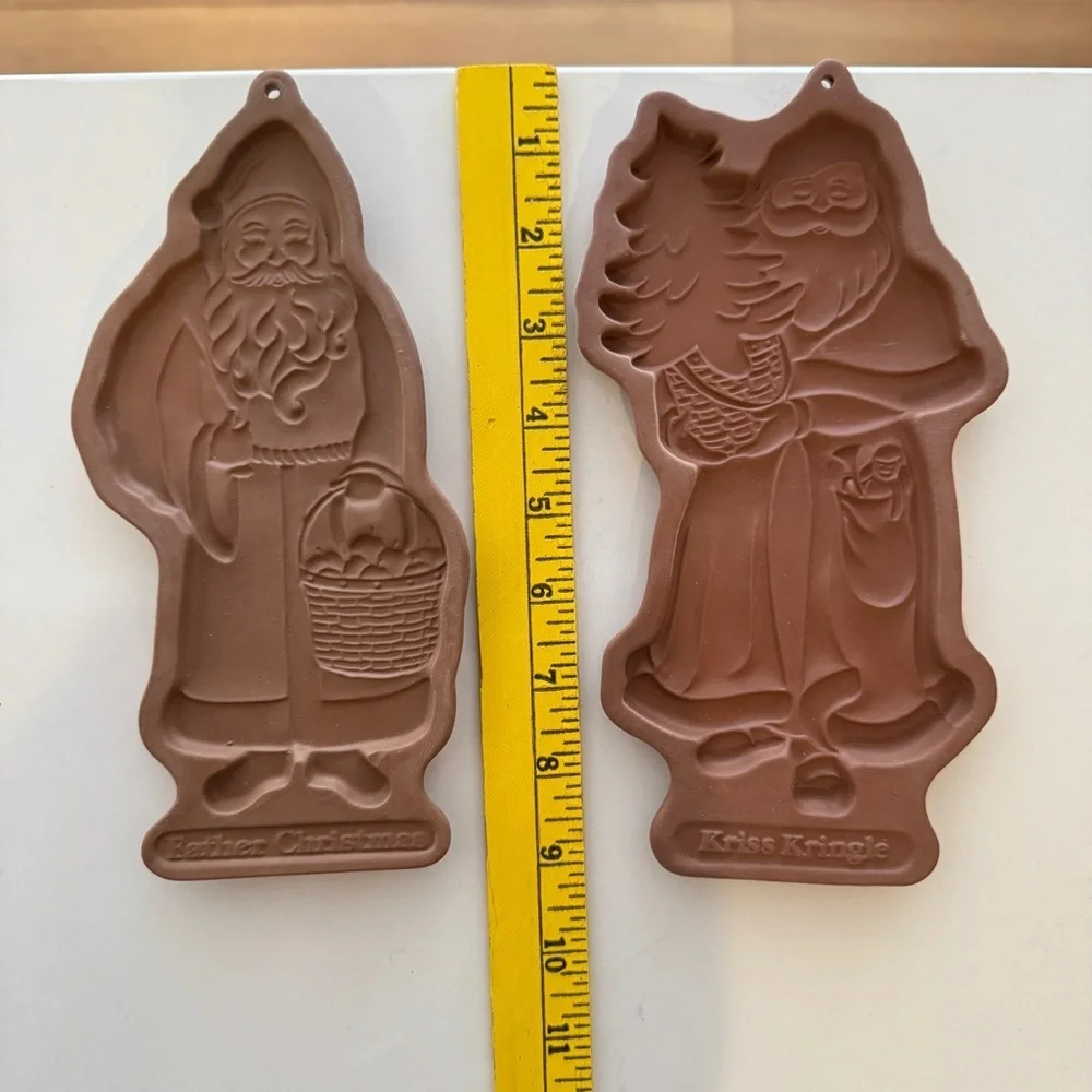 Longaberger Pottery Santa Claus Cookie Mold Set One Size Brown